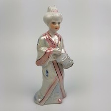 VINTAGE STATUA GEISHA PORCELLANA CERAMICA STATUINA ORIENTALE EPOCA XX SECOLO 