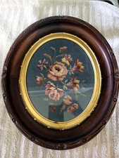 Antica cornice ovale in noce, punta ago