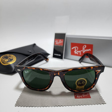 Occhiali da sole Ray-Ban RB2140 Wayfarer classici montatura tartaruga lenti vetro verde 50 mm