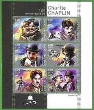 B2036 - Centrafricaine - ERRORE ERRORE ERRORE ERRORE foglio francobolli -2024 Charlie Chaplin CINEMA