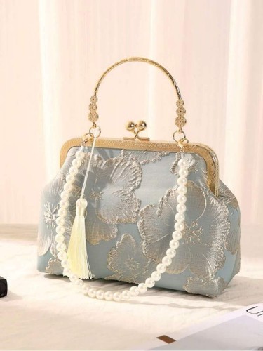 Pochette broccato celeste - pochette,