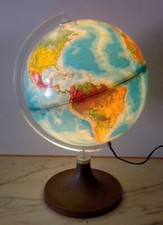 VINTAGE GRANDE MAPPAMONDO GLOBO  LUMINOSO LAMPADA EDITRICE RICO FIRENZE