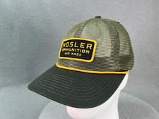 Cappello camionista Nosler Munition Mesh Maverick berretto snapback oliva USA patch NUOVO ETICHETTA