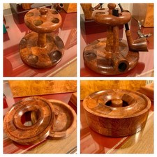 RARO Set Mastro de Paja VINTAGE Radica PortaPipe 5 Posti + Posacenere Battipipa