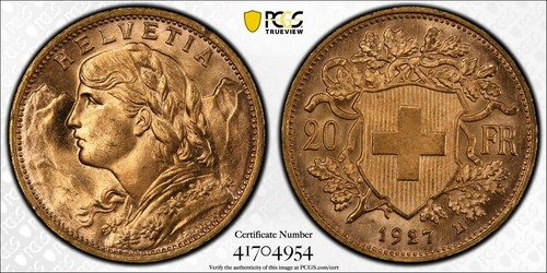 Svizzera oro franchi 1927 - franchi,