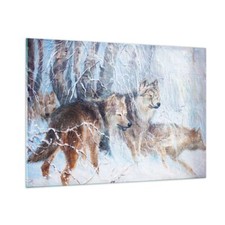 Quadro su Vetro 100x70cm lupo animale foresta Stampe Immagini Moderni Murale