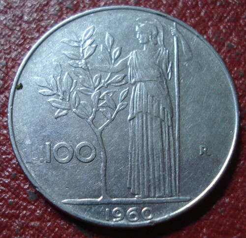 1960 italy 100 lire with - 100, vf
