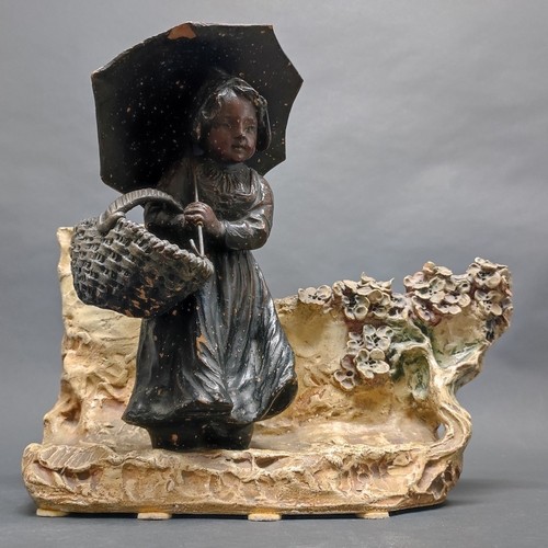 Ceramica bambina con ombrello