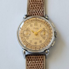 OLMA-CRONO-MANUALE-BITONALE-LANDERON 48-ANSE A RAGNO SAGOMATE-35 MM-BELLO E RARO