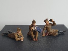 3 Soldatini Elastolin Lineol seduti vita da campo Inghilterra militare II massa ww