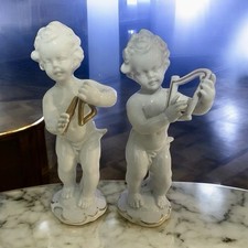 Vintage SCHAUBACH KUNST Porcellane Figure 2 Angeli Cherubini Coppia  6 1/8 "Vtg