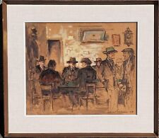 Felice Vellan (Torino 1889-1976)"Giocatori di carte nel Monferrato 1966, osteria