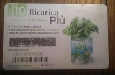 4719 SCHEDA TELEFONICA USATA RICARICA PIU' 3 TRE 10 28.02.2011