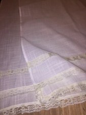 Tende coppia in tessuto sintetico più lino colore naturale con pizzo e piega