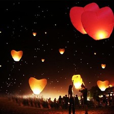12 Lanterne dei Desideri  Cinesi Volanti Rosso  Cuore Matrimonio Party Amore