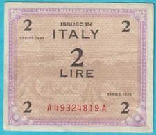 Banconota 2 Lire 1943 Italia MONETA MILITARE ALLEATA ALTA QUALITÀ A49324819A
