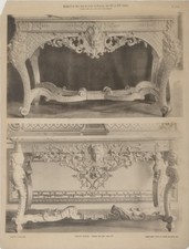 Antica stampa primi 1900. TIRES DES COLLECTIONS CELEBRES Antichi mobili francesi