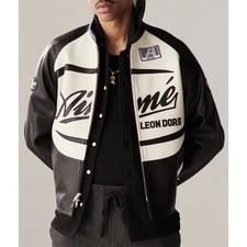 Men’s Black White Leather