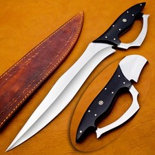 Coltello Machete Fatto a Mano | Lama Full Tang Acciaio al Carbonio | Strumento Sopravvivenza Outdoor