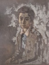 Dipinto Olio Su Tavola. Ritratto Di Giovane Ragazzo. Domenico Cantatore. XX Sec 