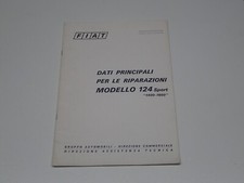 FIAT 124 SPORT SPIDER 1400-1600 DATI PRINCIPALI PER LE RIPARAZIONI 1972