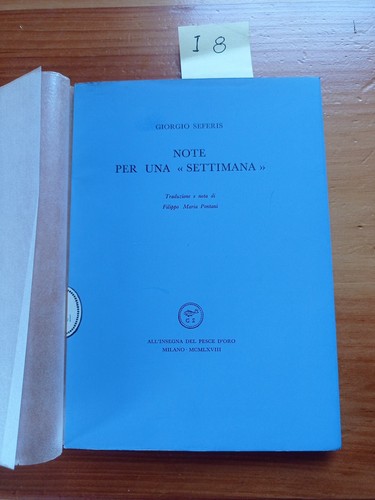 Seferis note per una - seferis, settimana