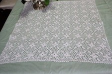 CENTRO VINTAGE IN COTONE BIANCO LAVORATO AD UNCINETTO cm 65x65 CROCHET HAND MADE