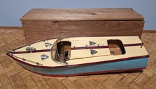 Barca elettrica vintage TMY Japan latta KM-2 13" con scatola legno non testata rara