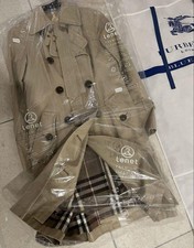 Trench coat Burberry blu etichetta beige taglia 36 con fodera a quadri