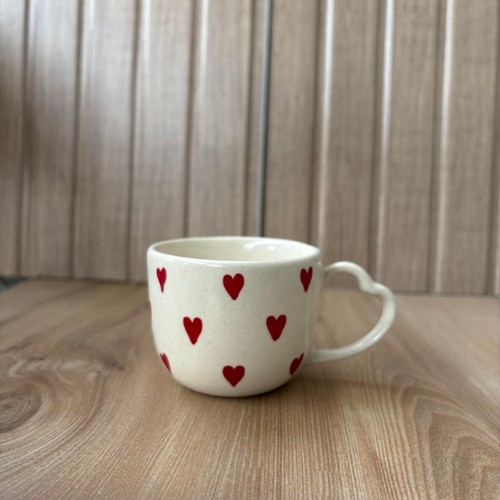Tazza cuore rosso fatta mano - rosso, a