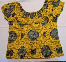 Completo africano originale giallo blue e oro, taglia 50 Fatto a mano in Togo
