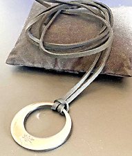 Collana in pelle nera da donna uomo con ciondolo cuore catenina regolabile