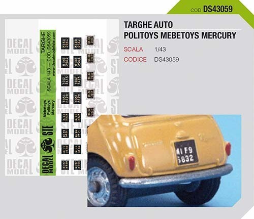Targhe auto mebetoys - targhe,