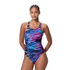 SPEEDO COSTUME DA BAGNO DONNA.HYPERBOOM MEDAGLIA ALLOVER BLU ROSA COSTUME DA BAGNO S26