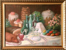 PITTORE RUSSO SAVITSKY 1941 LITUANIA VILNIUS OLIO ANTICO PASQUA NATURA MORTA RUSSO