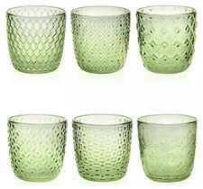 IVV SET 6 BICCHIERI ACQUA 31 CL ASSORTITI IN VETRO DECORO OTTICO - SIXTIES
