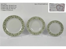 x Set Servizio 19 Piatti In Porcellana Piani Fondi Frutta Coppa Cuori Verde dfh