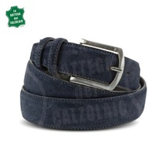 Cintura in pelle uomo camoscio classica blu artigianale made in Italy