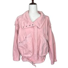 Giacca Twinshop rosa denim lavato a punta supporto bavero colletto Moto Y2K anni 80 grunge