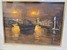 QUADRO OLIO SU TELA PINO BOZZOLINI SAVONA IL PORTO