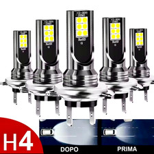 COPPIA LAMPADINE FARI H4 AUTO MOTO FULL LED 110W 6000K 12V CANBUS LUCE BIANCA