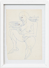 VITTORIO BASAGLIA Nudo Femminile 1983 DIPINTO Pennarello su Carta - Certificato