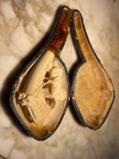  Antica Pipa schiuma di mare con cavalli e scatola e bocchino  Anno 1800