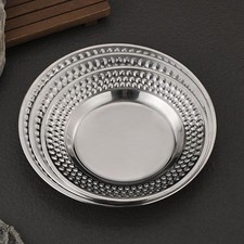 Piatti tondi in acciaio inox martellati per servizio professionale di alimenti e barbecue