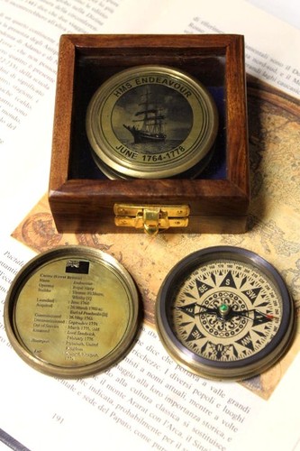 Bussola hms endeavour ottone - bussola,