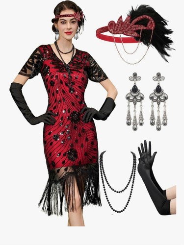 Adult red flapper - costume, plus