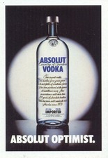 ABSOLUT OPTIMIST 255  cartolina promocard 4471  cartoline pubblicitarie