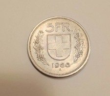 MONETA 5 FRANCHI SVIZZERA HELVETICA ANNO 1968 CIRCOLATA 