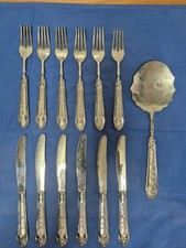 Set Dolce Forchettine E Coltelli Con Paletta, ARGENTO 800 