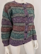 Missoni Filati Vintage Sweater Wool Knitted Cardigan Zigzag 80s Women Size L